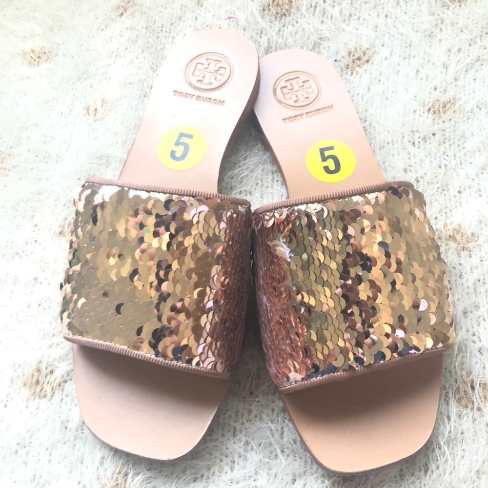 Tory Burch Carter Reversible Sequin Slide Sandals - Picture 5 of 8